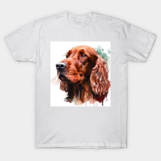 Red Irish Setter Watercolor Portrait T-Shirt